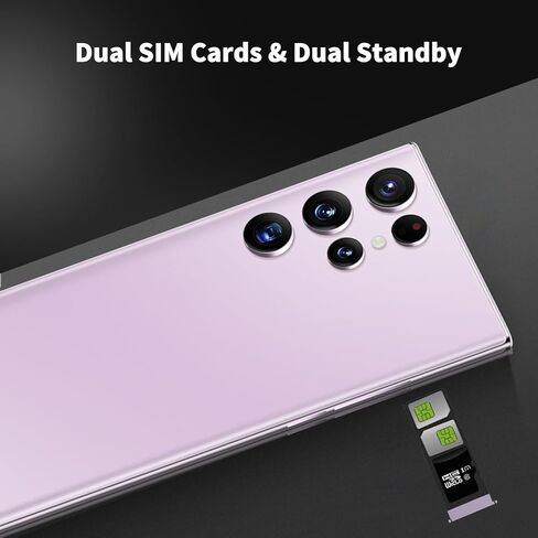 هاتف ذكي viqee S23 5G غير مقفل، Android 13 ثنائي شريحة الاتصال، هاتف خلوي 6.8 بوصة HD 3200 * 1440 عرض هاتف غير مقفل، ذاكرة وصول عشوائي 6 جيجابايت + ذاكرة تخزين داخلية 256 جيجابايت، كاميرا رئيسية 80 ميجابكسل، بطارية ضخمة 6000 مللي أمبير في الساعة (أرجواني) in Kuwait