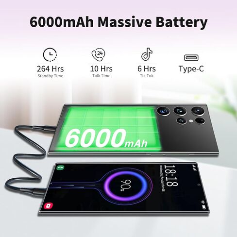 هاتف ذكي viqee S23 5G غير مقفل، Android 13 ثنائي شريحة الاتصال، هاتف خلوي 6.8 بوصة HD 3200 * 1440 عرض هاتف غير مقفل، ذاكرة وصول عشوائي 6 جيجابايت + ذاكرة تخزين داخلية 256 جيجابايت، كاميرا رئيسية 80 ميجابكسل، بطارية ضخمة 6000 مللي أمبير في الساعة (أرجواني) in Kuwait