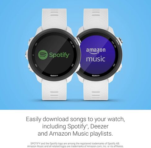 ساعة ذكية من جارمين فوررنر 245 ميوزيك، نظام تحديد المواقع العالمي (GPS) مع موسيقى وديناميكيات متقدمة، أبيض (متجدد) in Kuwait