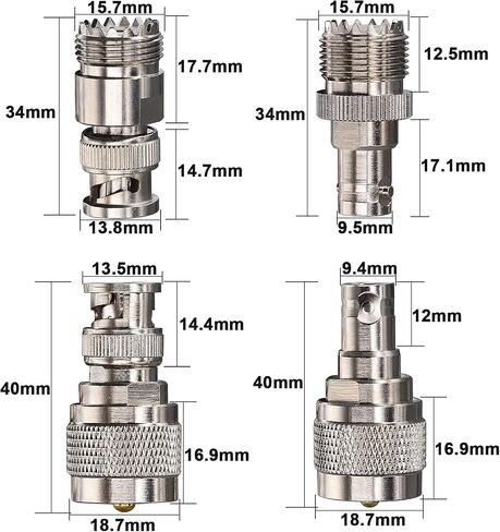 BNC to UHF Adapter Kit,4 Types (PL-259/SO-239) RF Coax BNC to PL259 Adapter in Saudi Arabia