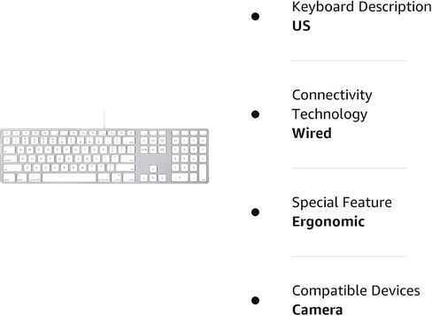 لوحة مفاتيح Apple السلكية مع لوحة مفاتيح رقمية MB110LL/A ألومنيوم (QWERTY English) (متجددة) in Saudi Arabia