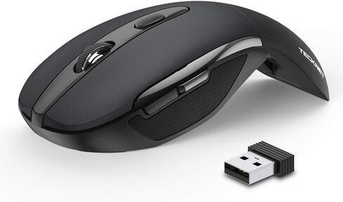 TECKNET ماوس لاسلكي قابل للطي، ماوس سفر 2.4G مع مستقبل USB، ماوس لاسلكي لأجهزة الكمبيوتر المحمول والكمبيوتر المحمول والكمبيوتر الشخصي والفأرة المحمولة 3 DPI قابلة للتعديل 2000/1500/1000، عمر البطارية 24 شهرًا in Kuwait