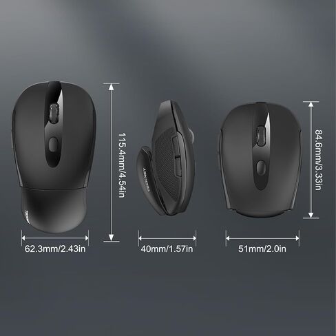 TECKNET ماوس لاسلكي قابل للطي، ماوس سفر 2.4G مع مستقبل USB، ماوس لاسلكي لأجهزة الكمبيوتر المحمول والكمبيوتر المحمول والكمبيوتر الشخصي والفأرة المحمولة 3 DPI قابلة للتعديل 2000/1500/1000، عمر البطارية 24 شهرًا in Kuwait