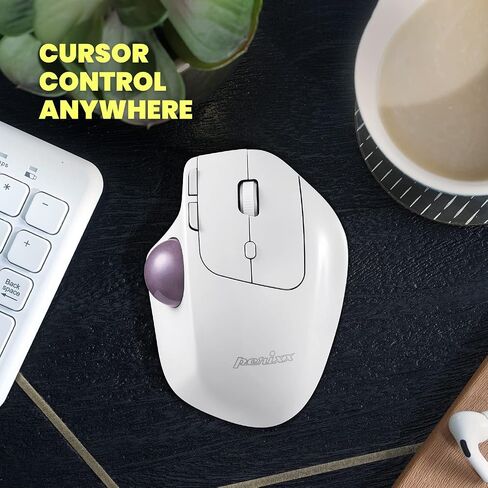 Perixx PERIMICE-520W ماوس كرة التتبع السلكي USB المريح - 2 دعم زاوية قابل للتعديل - تصميم عجلة إمالة 8 أزرار - أبيض (11766) in Kuwait
