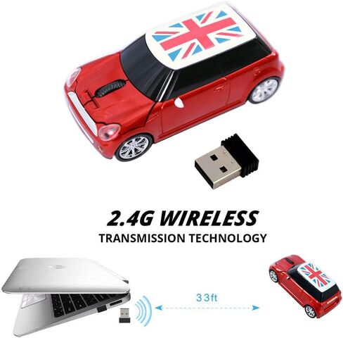 كاموس ماوس سيارة لاسلكي، ماوس لطيف للغاية على شكل سيارة USB، ماوس العاب بصري للكمبيوتر مع جهاز استقبال صغير للكمبيوتر والنوت بوك والنوافذ in Saudi Arabia