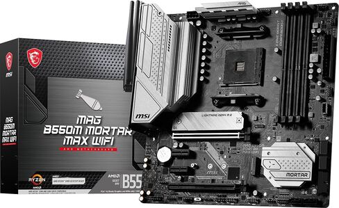 MSI MAG B550M Mortar MAX WiFi Gaming (AMD Ryzen 5000 Series, AM4, DDR4, PCIe 4.0, SATA 6Gb/s, M.2, USB 3.2 Gen 2, HDMI/DP, Wi-Fi 6E, Bluetooth 5.2, 2.5Gbps LAN, Micro ATX) in Kuwait