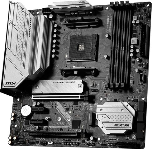 MSI MAG B550M Mortar MAX WiFi Gaming (AMD Ryzen 5000 Series, AM4, DDR4, PCIe 4.0, SATA 6Gb/s, M.2, USB 3.2 Gen 2, HDMI/DP, Wi-Fi 6E, Bluetooth 5.2, 2.5Gbps LAN, Micro ATX) in Kuwait