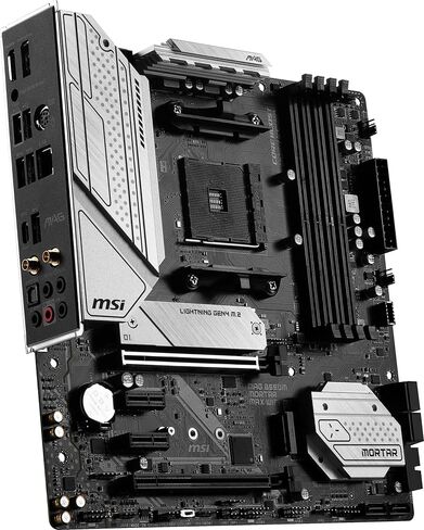 MSI MAG B550M Mortar MAX WiFi Gaming (AMD Ryzen 5000 Series, AM4, DDR4, PCIe 4.0, SATA 6Gb/s, M.2, USB 3.2 Gen 2, HDMI/DP, Wi-Fi 6E, Bluetooth 5.2, 2.5Gbps LAN, Micro ATX) in Kuwait