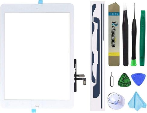 Touch Screen Replacement for iPad 5 2017 9.7 inch, A1822 A1823 A1474 A1475 Digitizer Glass Assembly Without Home Button (not Include LCD) + Pre-Installed Adhesive + Tool Kits(White in Saudi Arabia