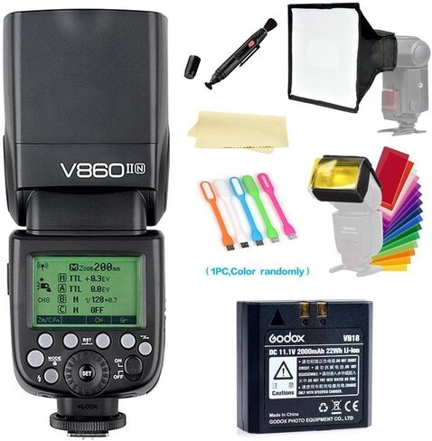 Godox V860II-N V860IIN Camera Flash Speedlite i-TTL HSS 2.4G Li-ion Battery Compatible for Nikon DSLR Cameras + HuiHuang USB LED in Saudi Arabia
