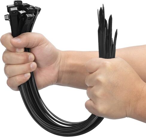 XINGO 24 inch Black Long Zip Ties Heavy Duty 100 PCS, 200LBS Ultra Strong Plastic Wire Ties, Large Cable Ties Extra Long Tie Wraps, Indoor and Outdoor UV Resistant in Kuwait