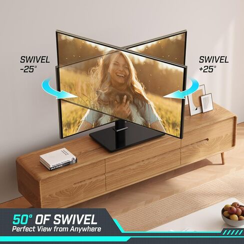 Greenstell TV Stand with LED Lights, Universal Table Top TV Stand for 27-55 inch TVs, Height Adjustable TV Base Stand, Eye Protection, Swivel, Holds up to 88 Lbs, Max VESA 350x350mm in Kuwait