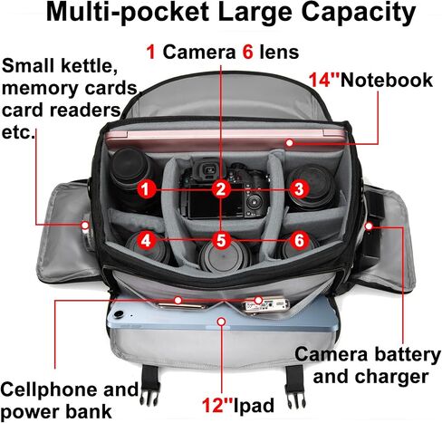 CADeN Camera Bag Case Shoulder Messenger Bag with Tripod Holder Compatible for Nikon, Canon, Sony, DSLR SLR Mirrorless Cameras Waterproof (Black, Small) in Saudi Arabia