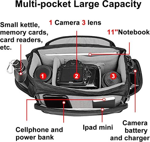CADeN Camera Bag Case Shoulder Messenger Bag with Tripod Holder Compatible for Nikon, Canon, Sony, DSLR SLR Mirrorless Cameras Waterproof (Black, Small) in Saudi Arabia