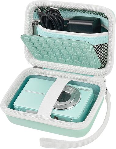 Boobowl Camera Case for KODAK PIXPRO FZ45/FZ55 with Bump Divider | For CAMKORY DC403 and for Canon IXUS 285 HS; Raised Bump Divider, Elastic Strap and Mesh Pocket, Deep Pink, Case Only in Saudi Arabia