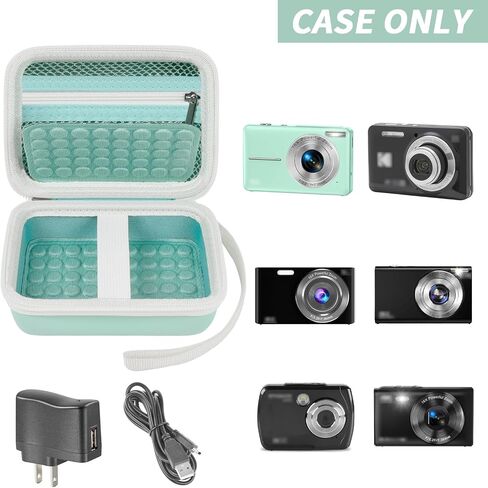 Boobowl Camera Case for KODAK PIXPRO FZ45/FZ55 with Bump Divider | For CAMKORY DC403 and for Canon IXUS 285 HS; Raised Bump Divider, Elastic Strap and Mesh Pocket, Deep Pink, Case Only in Saudi Arabia