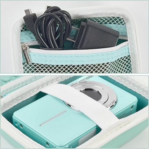 Boobowl Camera Case for KODAK PIXPRO FZ45/FZ55 with Bump Divider | For CAMKORY DC403 and for Canon IXUS 285 HS; Raised Bump Divider, Elastic Strap and Mesh Pocket, Deep Pink, Case Only in Saudi Arabia