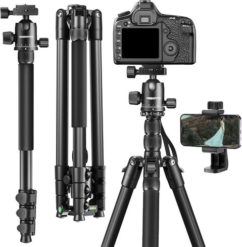 CAMBOFOTO 80"/205cm Camera Tripod, Aluminum Ball Head Tripod for Camera | Travel Tripod with 1/4" QR plate, Detachable Monopod, 33Lbs Load, for DSLR/Camcorder/Binoculars/Telescope/Spotting Scope in Saudi Arabia