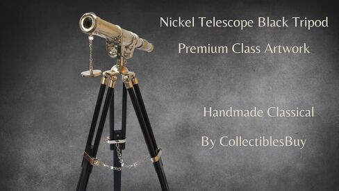 Vintage Silver Finish Telescope with Black Tripod – Harbour Master Nickel Brass Nautical Spyglass for Home & Office Decor | Maritime Scope with Eyepiece Accent in Saudi Arabia