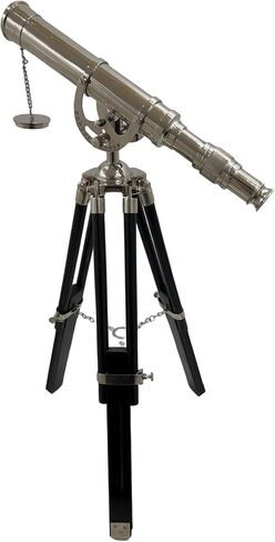 Vintage Silver Finish Telescope with Black Tripod – Harbour Master Nickel Brass Nautical Spyglass for Home & Office Decor | Maritime Scope with Eyepiece Accent in Saudi Arabia
