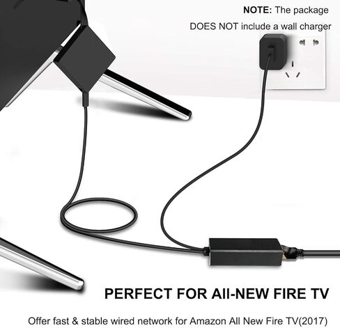 Weixinke Ethernet Adapter for Fire TV Stick (2nd GEN), All-New Fire TV (2017), Chromecast Ultra / 2/1 / Audio, Google Home Mini, USB A to RJ45 100Mbps Network Adapter with Power Supply Cable in Saudi Arabia