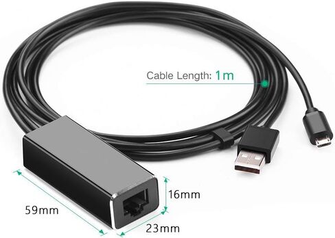 Weixinke Ethernet Adapter for Fire TV Stick (2nd GEN), All-New Fire TV (2017), Chromecast Ultra / 2/1 / Audio, Google Home Mini, USB A to RJ45 100Mbps Network Adapter with Power Supply Cable in Saudi Arabia