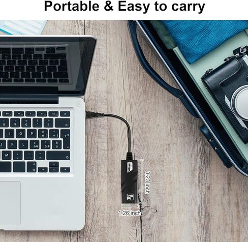 محول USB ايثرنت من هانورد USB 3.0 الى 10/100/1000 جيجابت ايثرنت، محول شبكة LAN RJ45 لاجهزة ماك بوك والكمبيوتر المكتبي واللابتوب مع ويندوز 10/8/7، لينكس، ماك او اس in Kuwait