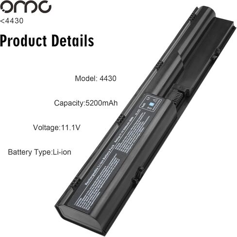 بطارية بديلة OMCreate 5200 مللي أمبير 11.1 فولت 4430S متوافقة مع HP Probook 4530S 4540S 4440S 4545S 4535S 4330S، تناسب P/N 633805-001 PR06 PR09 QK646UT QK646AA HSTNN-OB2R HSTNN-IB2R 650938 -001 6-خلية in Kuwait