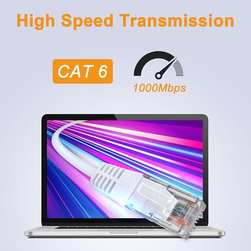 VEECOH Cat 6 كابل إيثرنت 50 قدم/15 متر FTP Cat6 كابل عالي السرعة 1000 ميجابت في الثانية RJ45 محمية شبكة الإنترنت LAN كابل سلك التصحيح للكمبيوتر راوتر مودم PS4 PS3 Xbox Switch Boxes TV، 50 قدم/15 مترًا in Kuwait