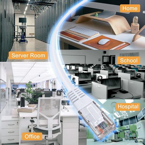 VEECOH Cat 6 كابل إيثرنت 50 قدم/15 متر FTP Cat6 كابل عالي السرعة 1000 ميجابت في الثانية RJ45 محمية شبكة الإنترنت LAN كابل سلك التصحيح للكمبيوتر راوتر مودم PS4 PS3 Xbox Switch Boxes TV، 50 قدم/15 مترًا in Kuwait