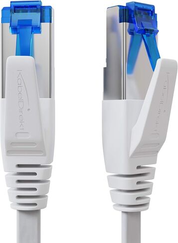 Flat Cat 7 Ethernet Cable with Break-Proof Design, Internet/LAN Cable – 100ft (10Gbps Maximum Fiber Optic Speed, Highly Flexible & Suitable for Permanent Installation, RJ45, White) – by CableDirect in Saudi Arabia