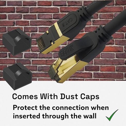 كابل إيثرنت Reulin التوصيل والتشغيل، كابل Cat8 LAN، TP، 40G-2 جيجا هرتز RJ45 كابل الشبكة لربط محور جهاز التوجيه المودم مع التلفزيون الذكي، موزع إيثرنت، مفتاح جيجابت، الألعاب، للمنزل والمكتب (19.6 قدم) in Kuwait