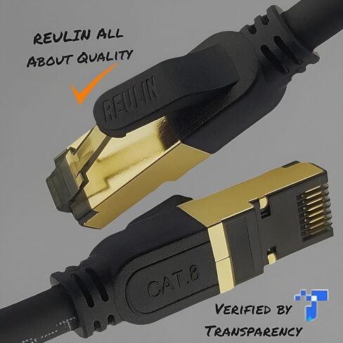 كابل إيثرنت Reulin التوصيل والتشغيل، كابل Cat8 LAN، TP، 40G-2 جيجا هرتز RJ45 كابل الشبكة لربط محور جهاز التوجيه المودم مع التلفزيون الذكي، موزع إيثرنت، مفتاح جيجابت، الألعاب، للمنزل والمكتب (19.6 قدم) in Kuwait
