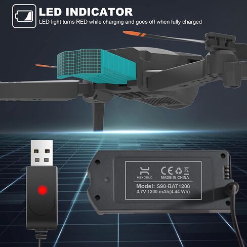 بطارية احتياطية أصلية من Heygelo لطائرة S90 بدون طيار مع كاميرا، بطارية معيارية قابلة لإعادة الشحن مع كابل شحن USB بمنفذ جاك in Kuwait