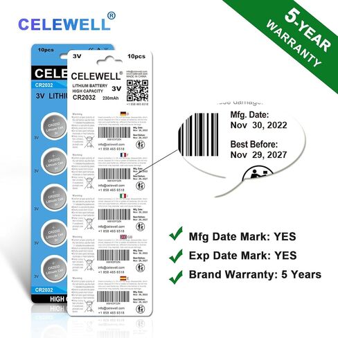 CR2032 3V Lithium Battery (10-Pack)【5-Year Warranty】 in Saudi Arabia