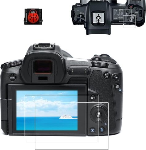 UGpine [2+2 Packs EOS R Screen Protector LCD Rear Screen Protector and Top Screen Protector Compatible for Canon EOS R Tempered Glass with Hot Shoe in Saudi Arabia