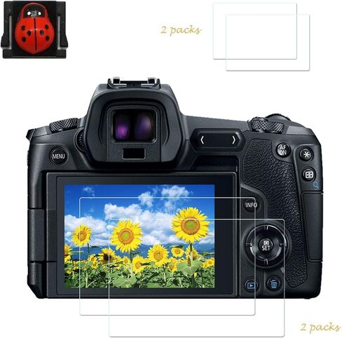 UGpine [2+2 Packs EOS R Screen Protector LCD Rear Screen Protector and Top Screen Protector Compatible for Canon EOS R Tempered Glass with Hot Shoe in Saudi Arabia
