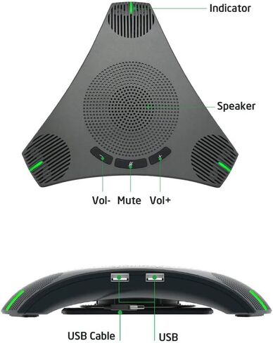 iTOPVIS Conference Speaker and Microphone, 360° Omnidirectional Speakerphone Intelligent DSP Noise Reduction for Video Meeting/Business Conference, USB Plug & Play Compatible with Windows/Mac OS X in Kuwait