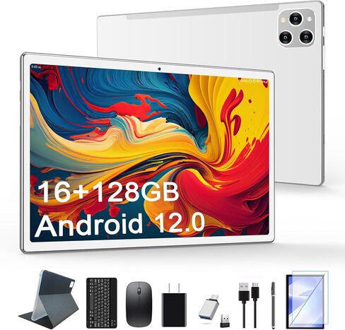 تابلت 10.1 بوصة Android 12 Tablet 2023 أحدث جهاز لوحي Android 128 جيجابايت ذاكرة وصول عشوائي + 16 جيجابايت ذاكرة الوصول العشوائي (8 + 8 افتراضية)، 2 في 1 جهاز لوحي مع لوحة مفاتيح، ثماني النواة قوي + كاميرا 13 ميجابكسل، 1 تيرابايت TF قابل للتوسيع، كمبيوتر  in Kuwait