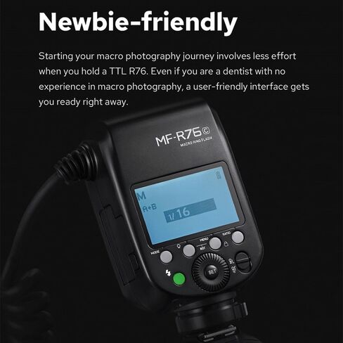 Godox MF-R76N Macro Ring Flash for Nikon, 76Ws TTL HSS 2.4G Wireless Dual-Flash Tubes Ring Flash Light, Adapter Rings, 7.2V/3000mAh Li-ion Battery, for Nikon Cameras D5600 D3500 Z6 Z7II etc in Saudi Arabia