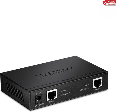 TRENDnet Gigabit PoE+ Extender, TPE-E100 | Repeater, Amplifier, NDAA Compliant, Extends 100m up to 200m (656 ft), Supports (15.4W), (30W), Daisy Chain, Wall Mount in Saudi Arabia