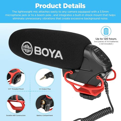 BOYA BY-BM3031R ميكروفون بندقية مع حامل للصدمات للكاميرات وكاميرات الفيديو والهواتف الذكية وميكروفونات فيديو خارجية احترافية فائقة القلب لتسجيل الفيديو والمقابلة والبث المباشر على YouTube in Saudi Arabia