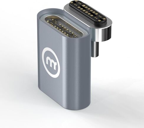 محول مغناطيسي LEMI 90 درجة USB C موصل 24 دبابيس لهاتف iPhone 15 Pro Max، شحن PD قوي 100 واط USB3.0 20 جيجابت في الثانية لنقل البيانات 4K 40 هرتز فيديو لـ Thunderbolt 3/4، MacBook Pro/Air in Kuwait