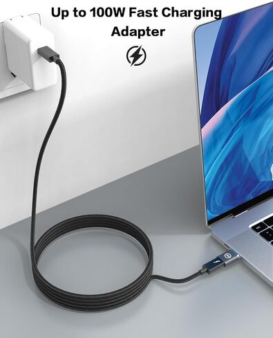 محول مغناطيسي LEMI 90 درجة USB C موصل 24 دبابيس لهاتف iPhone 15 Pro Max، شحن PD قوي 100 واط USB3.0 20 جيجابت في الثانية لنقل البيانات 4K 40 هرتز فيديو لـ Thunderbolt 3/4، MacBook Pro/Air in Kuwait