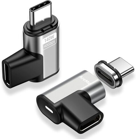 AreMe 140W USB C Magnetic Adapter (2 Pack), 24Pins Right Angle 90 Degree USB C Male to USB C Female 40Gbps Connector for MacBook Pro/Air, Tablet, Laptop, Phone and More Type C Devices in Saudi Arabia