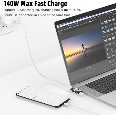 AreMe 140W USB C Magnetic Adapter (2 Pack), 24Pins Right Angle 90 Degree USB C Male to USB C Female 40Gbps Connector for MacBook Pro/Air, Tablet, Laptop, Phone and More Type C Devices in Saudi Arabia