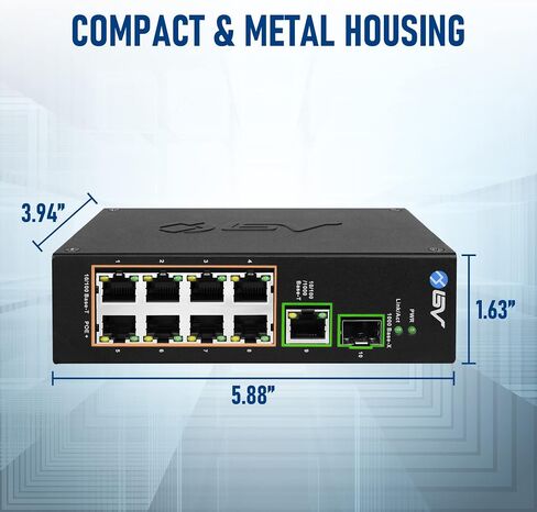BV-Tech 11-Port Unmanaged Desktop Switch - 8 PoE Ports, 120W Total Power, All-Giga Ports in Kuwait