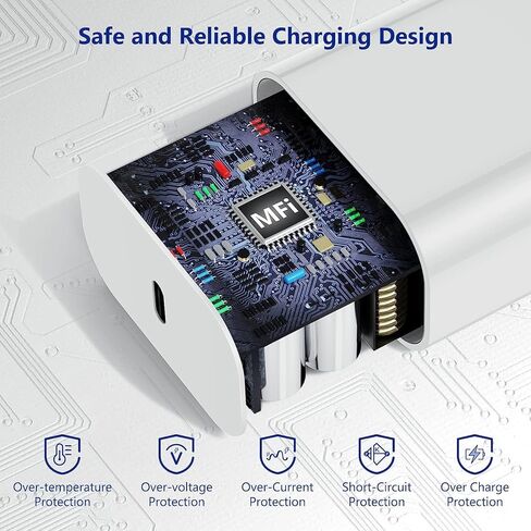 كتلة شاحن سريع iPhone 13 14، [معتمد من Apple MFi] قابس شاحن حائط مع كابل USB C إلى Lightning بطول 6 أقدام، محول طاقة مكعب من النوع C لشحن Apple لهاتف iPhone 14 Pro Max/13 Pro/12 Mini/11، iPad in Kuwait