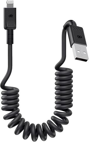 dé كابل Lightning ملفوف، كابل USB إلى Lightning بطول 3.3 أقدام [معتمد من MFi ومتوافق مع CarPlay]، كابل شحن قصير لهاتف iPhone 14 Pro Max/13/12 mini/11 Pro/X/8/SE/iPad in Kuwait