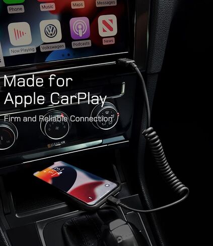 dé كابل Lightning ملفوف، كابل USB إلى Lightning بطول 3.3 أقدام [معتمد من MFi ومتوافق مع CarPlay]، كابل شحن قصير لهاتف iPhone 14 Pro Max/13/12 mini/11 Pro/X/8/SE/iPad in Kuwait